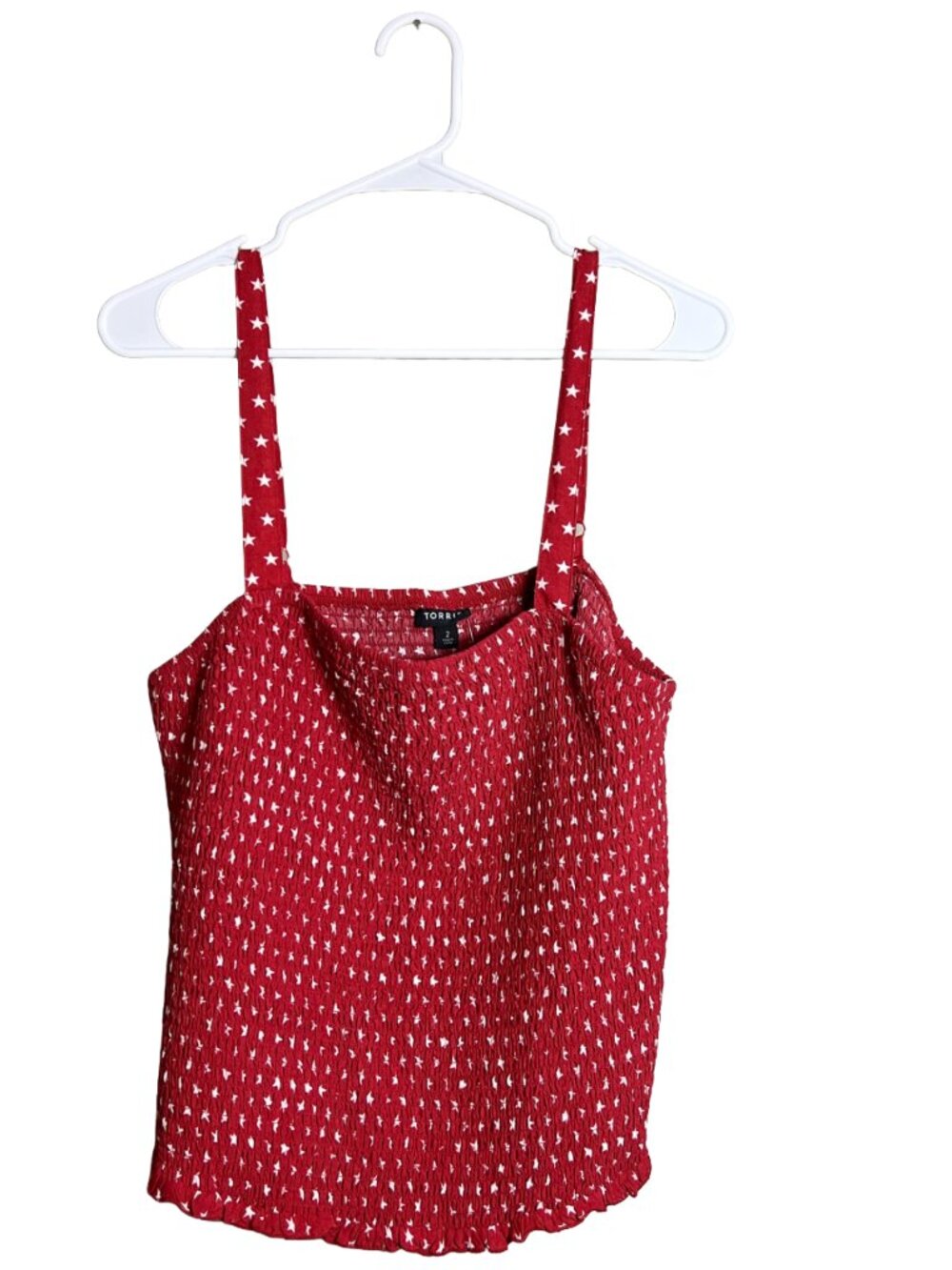 Torrid Smocked Cami Red Star Print Plus Size 2 NWT